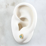 Topos Corazón 1.1gr / 7mm Circones Blancos Azul Oro Amarillo 18K ©