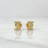 Topos Letra I 0.65gr / 6mm Circones Blancos Oro Amarillo 18K