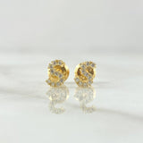 Topos Letra S 0.75gr / 6mm Circones Blancos Oro Amarillo 18K