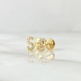 Topos Letra S 0.7gr / 6mm Circones Blancos Oro Amarillo 18K