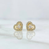 Stud Earrings Heart 1.05gr / 7mm White Zircons 18K Yellow Gold