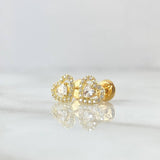 Stud Earrings Heart 1.05gr / 7mm White Zircons 18K Yellow Gold