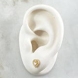 Stud Earrings Heart 1.05gr / 7mm White Zircons 18K Yellow Gold