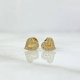 Stud Earrings Heart 0.9gr / 6mm White Zircons 18K Yellow Gold ©