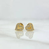 Stud Earrings Heart 0.95gr / 6mm White Zircons 18K Yellow Gold ©