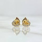 Stud Earrings Heart Dolphin 0.9gr / 6mm White Zircons 18K Yellow Gold ©