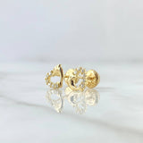 Stud Earrings Heart Dolphin 0.9gr / 6mm White Zircons 18K Yellow Gold ©