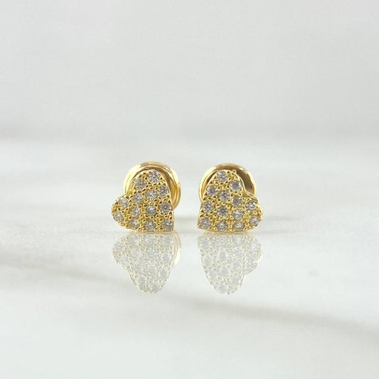 Stud Earrings Corazon Tupido 0.85gr / 6mm White Zircons 18K Yellow Gold ©