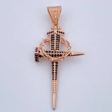 Pendant Nail Cross Crown Thorns 8.6gr / 6.2cm (2.4in) / 18K Gold $