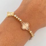Tennis Bracelet Clover 16.85gr / 7.9in / Special Pearl 18K Gold $
