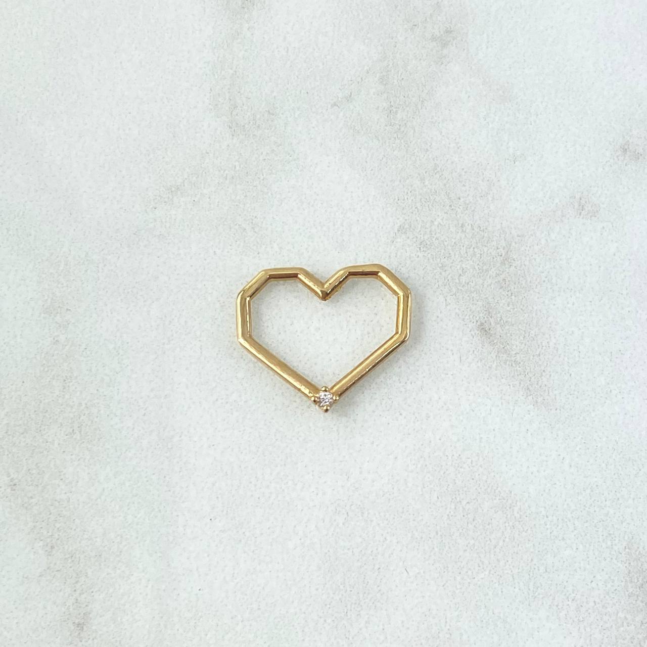 Charm Heart Silhouette 0.95gr / 1.4cm / White Zircon 18K Yellow Gold