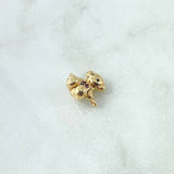 Charm Smooth Bear Heart 2.2gr / 1.1cm / Black and Fuchsia Zircons 18K Yellow Gold
