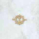Herraje Ancla Y Timón 1.55gr / 1.9cm / Circones Blancos Oro Amarillo 18K