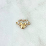 Charm Heart Mouse 1.35gr / 1.2cm / White Zircons 18K Yellow Gold