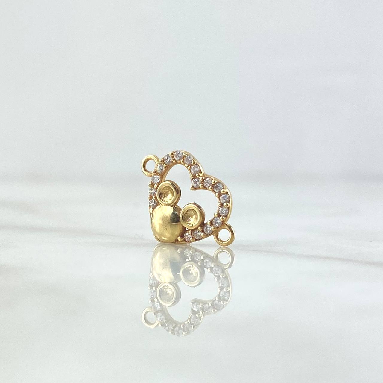 Charm Heart Mouse 1.35gr / 1.2cm / White Zircons 18K Yellow Gold