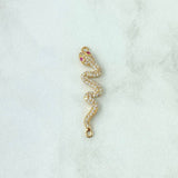 Herraje Serpiente 1.75gr / 3.3cm / Circones Blancos Y Fucsias Oro Amarillo 18K