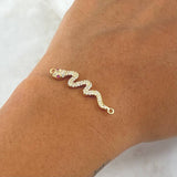 Herraje Serpiente 1.75gr / 3.3cm / Circones Blancos Y Fucsias Oro Amarillo 18K