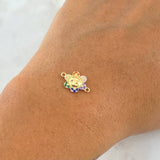 Charm Flower 0.85gr / 1.5cm / Colored Zircons 18K Yellow Gold ©