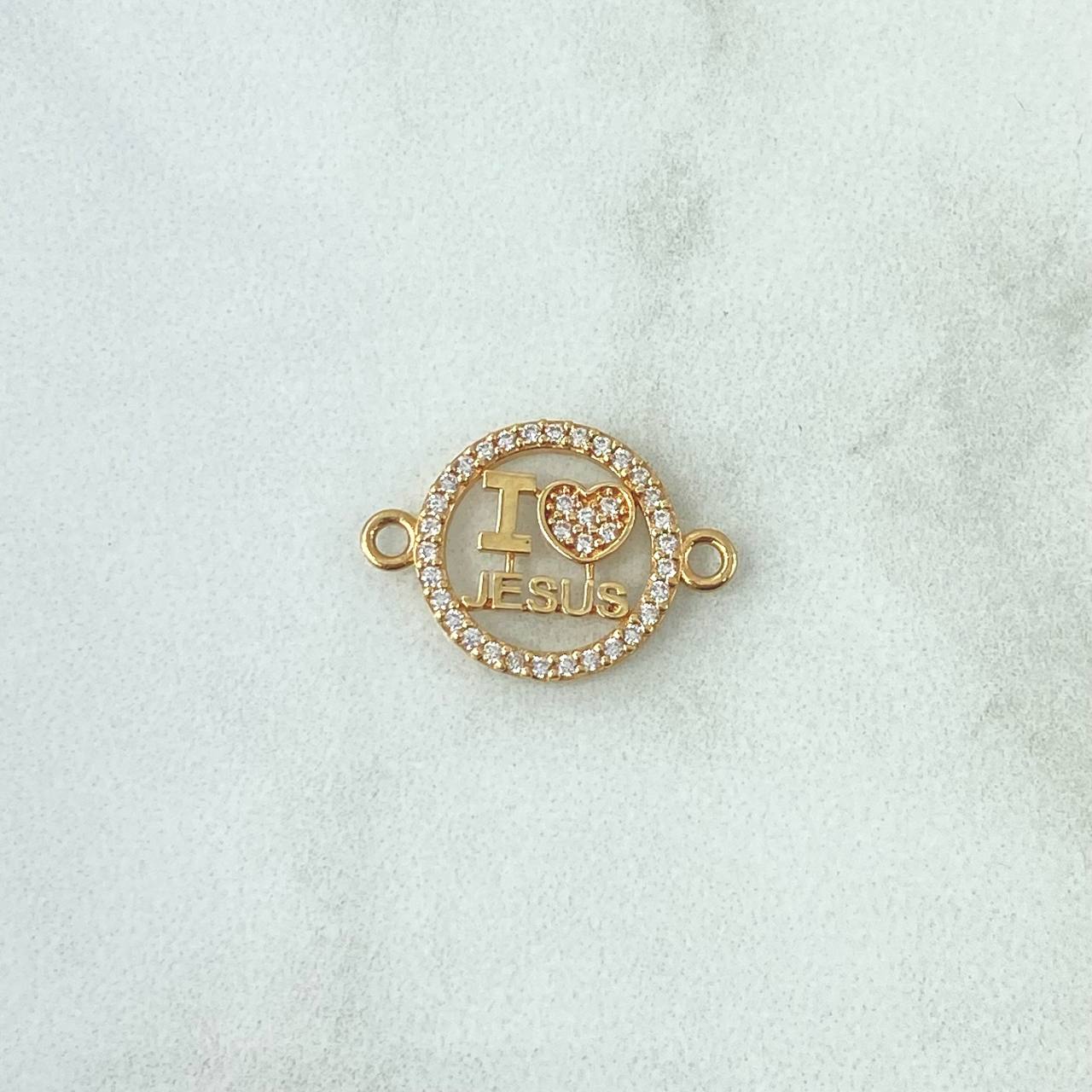 Charm "I Love Jesus" 1.25gr / 1.8cm / White Zircons 18K Yellow Gold ©