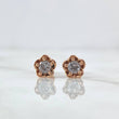 Stud Earrings Pink Flower 2.95gr / 7mm White Zircon Rose Gold 18K ©
