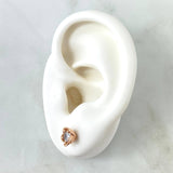 Stud Earrings Pink Flower 2.95gr / 7mm White Zircon Rose Gold 18K ©