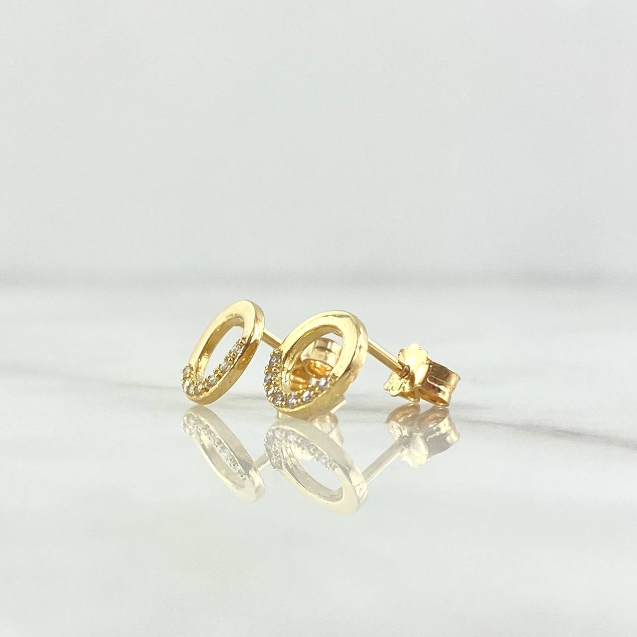 Topos Aro Medio Tupido 1.15gr / 8mm Circones Blancos Oro Amarillo 18K *