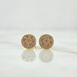 Stud Earrings Flat Circle 1.65gr / 7mm Pink Zirconia 18K Yellow Gold *