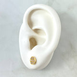 Stud Earrings Flat Circle 1.65gr / 7mm Pink Zirconia 18K Yellow Gold *