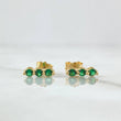 Stud Earrings Triple Oval 1.1gr / 1cm / Green Zircons 18K Yellow Gold *