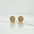 Stud Earrings Soliario In Split Hoop 1.95gr / 7mm White Zircon Yellow Gold 18K *