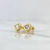 Stud Earrings Soliario In Split Hoop 1.95gr / 7mm White Zircon Yellow Gold 18K *