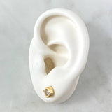 Stud Earrings Soliario In Split Hoop 1.95gr / 7mm White Zircon Yellow Gold 18K *