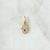 Dije Mano Hamsa 0.65gr / 1.6cm / Circones Blancos Azul Rey Oro Amarillo 18K