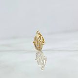 Pendant Hamsa Hand 0.7gr / 1.6cm / White Zircons 18K Yellow Gold