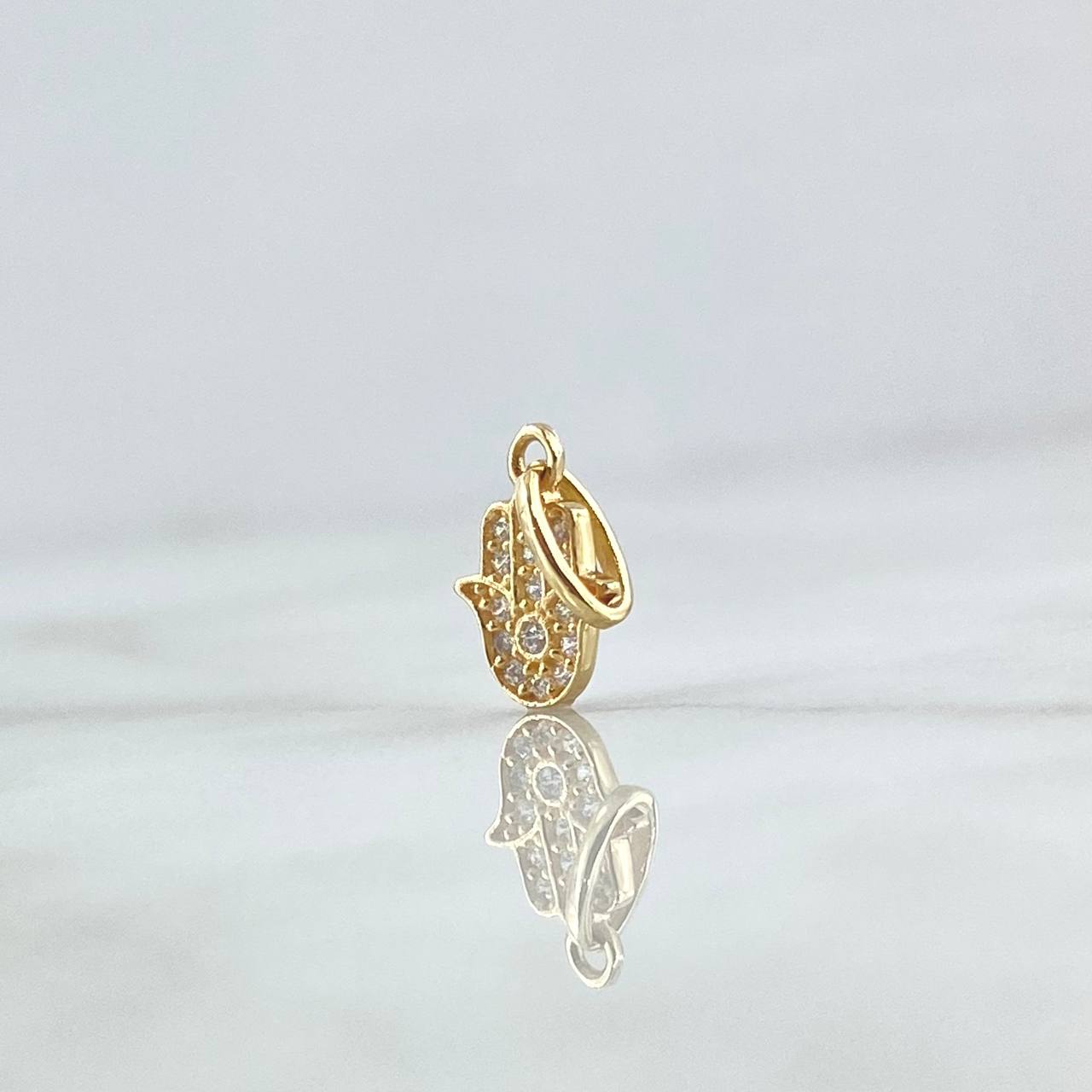 Pendant Hamsa Hand 0.75gr / 1.6cm / White Zircons 18K Yellow Gold