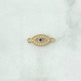 Charm Turkish Eye 0.6gr / 1.4cm / White Blue Zircons Yellow Gold 18K *