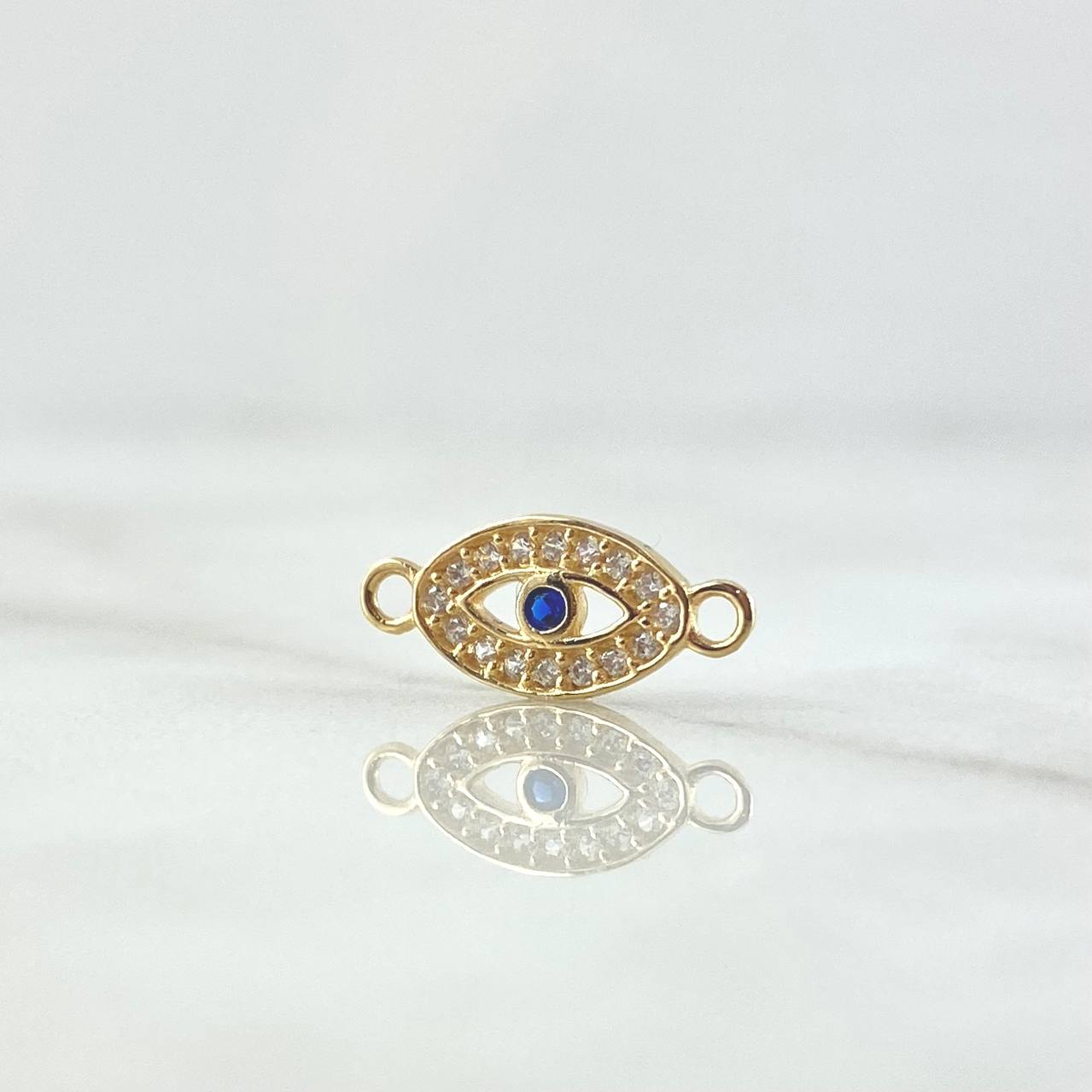 Charm Turkish Eye 0.6gr / 1.4cm / White Blue Zircons Yellow Gold 18K *