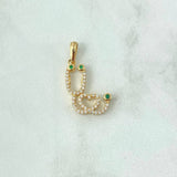 Pendant Stethoscope 2.3gr / 2.8cm / White Green Zircons 18K Yellow Gold *