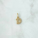 Dije Letra D Silueta 0.65gr / 1.6cm / Circones Blancos Oro Amarillo 18K
