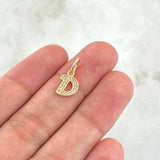 Dije Letra D Silueta 0.65gr / 1.6cm / Circones Blancos Oro Amarillo 18K