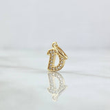 Dije Letra D Silueta 0.65gr / 1.6cm / Circones Blancos Oro Amarillo 18K