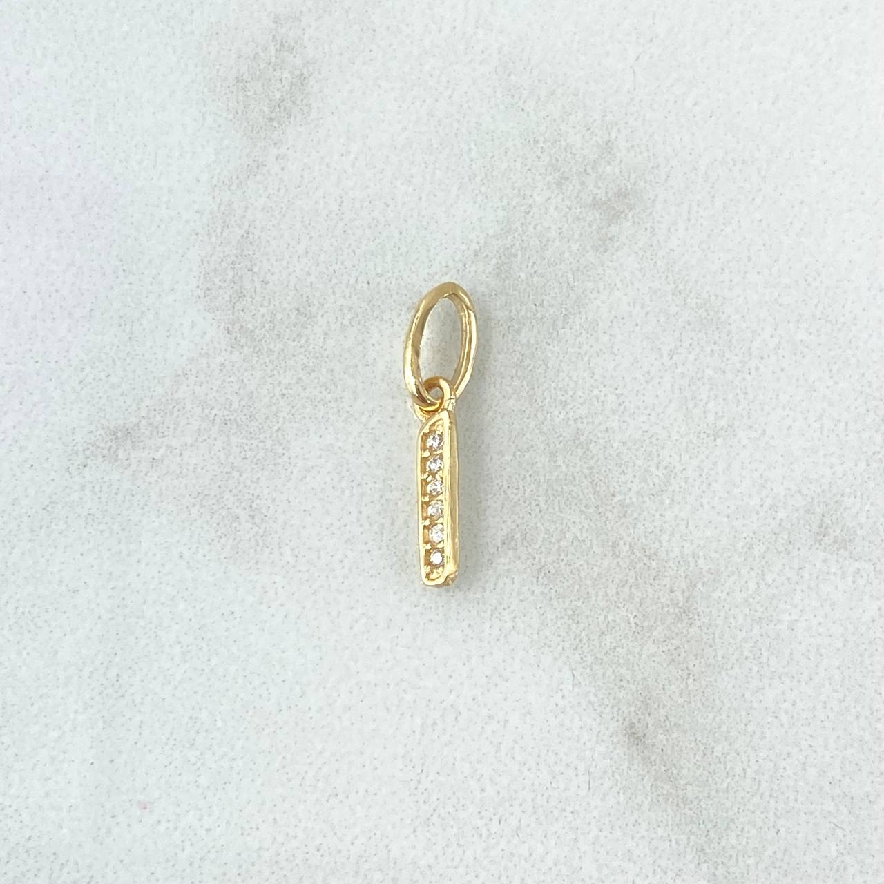 Pendant Letter I Italic 0.4gr / 1.7cm / White Zircons 18K Yellow Gold