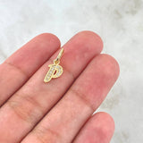 Dije Letra P Silueta 0.6gr / 1.6cm / Circones Blancos Oro Amarillo 18K