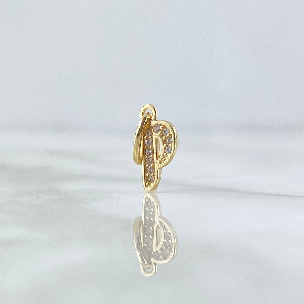 Dije Letra P Silueta 0.6gr / 1.6cm / Circones Blancos Oro Amarillo 18K