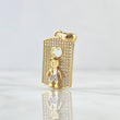 Pendant Child Plate 4.45gr / 3.1cm / Heart Silhouette White Zirconia Two 18K Yellow and White Golds
