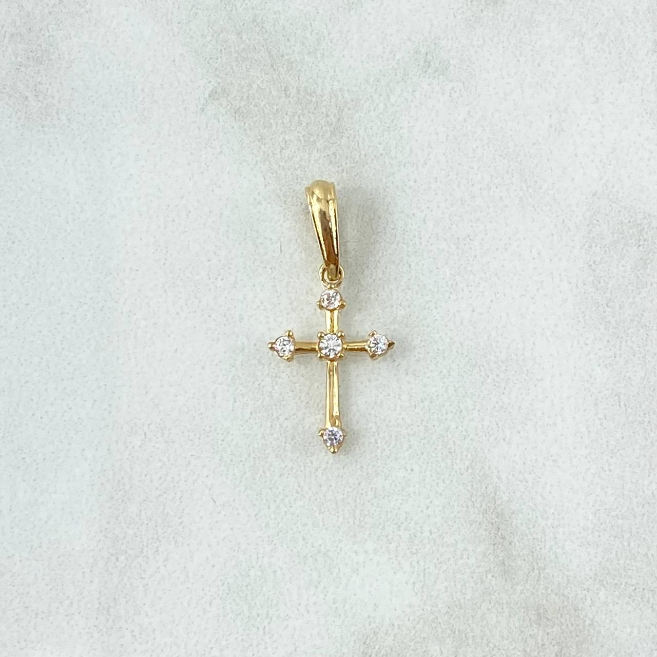 Pendant Arrow Cross 0.6gr / 2cm / White Zircons 18K Yellow Gold *