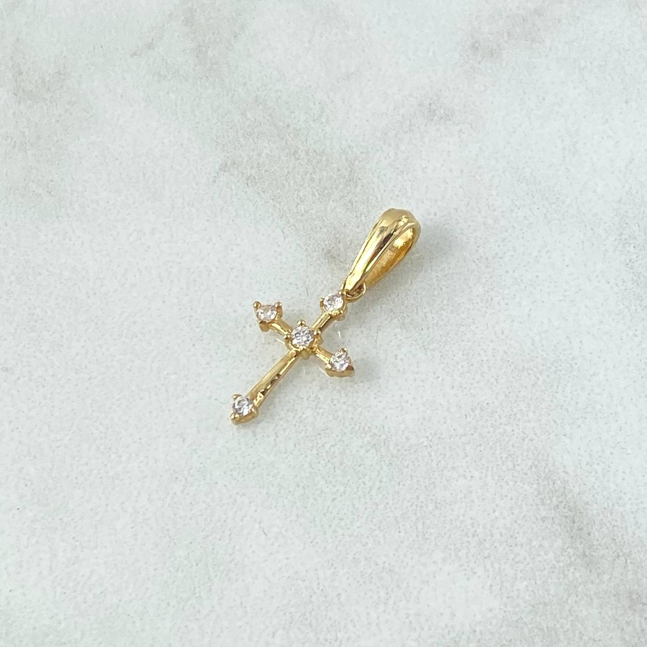 Pendant Arrow Cross 0.5gr / 2cm / White Zircons 18K Yellow Gold
