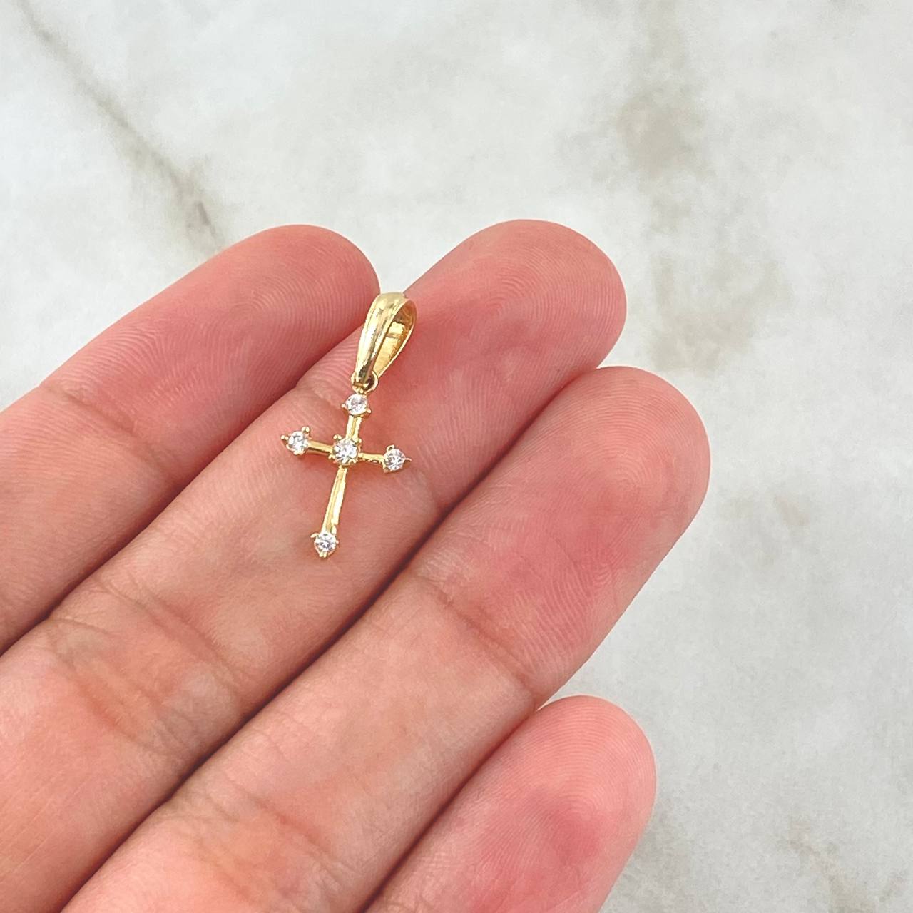 Pendant Arrow Cross 0.5gr / 2cm / White Zircons 18K Yellow Gold