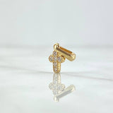 Dije Cruz Mini Basteada 0.65gr / 1.5cm / Circones Blancos Oro Amarillo 18K