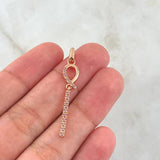 Pendant Crossed Bow 1.35gr / 4.8cm / Lilac Zircons 18K Yellow Gold